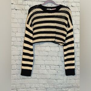 Striped Black and Cream Women's Sweater